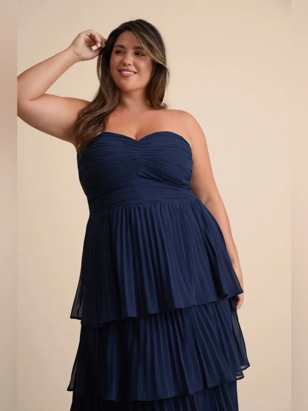 Lulus Seriously Sensational Navy Blue Strapless Tiered Maxi Dress - Picture 6 of 12